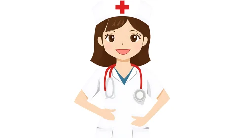 Cartoon Nurse Character with Stethoscope