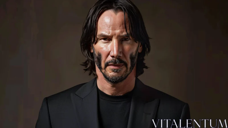 AI ART Keanu Reeves in a Black Suit