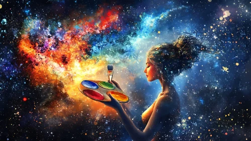 Cosmic Painter: A Woman's Artful Universe