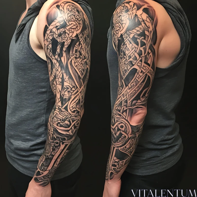 Detailed Arm Sleeve Tattoo Design AI Image