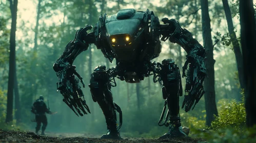 Metallic Giant in Verdant Woods