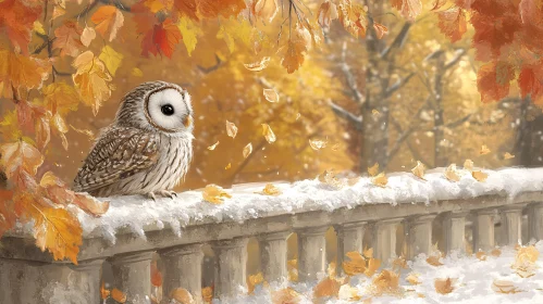 Serene Owl Among Autumn Leaves