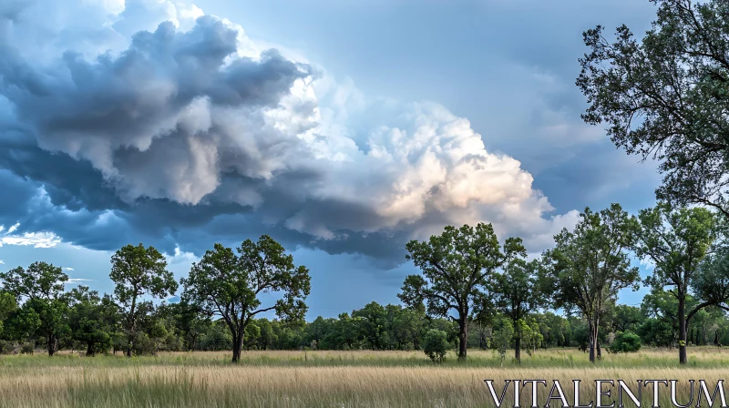 AI ART Landscape with Trees and Clouds