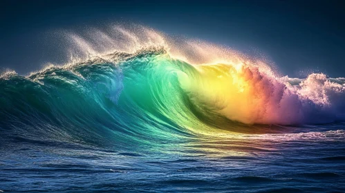 Enchanting Ocean Wave with Rainbow Hues