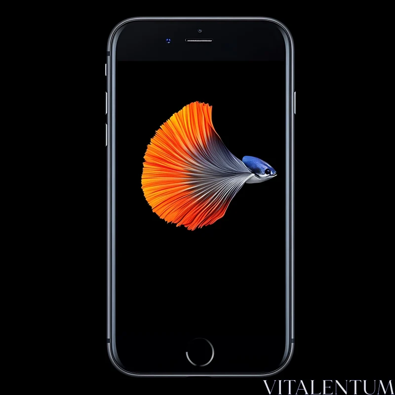 Mobile Phone with Vivid Fish Wallpaper AI Image