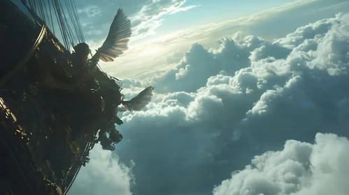 Winged Ascent Through Celestial Skies
