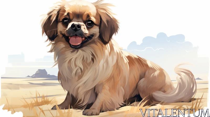 Detailed Illustration of Brown Dog in Desert AI Image
