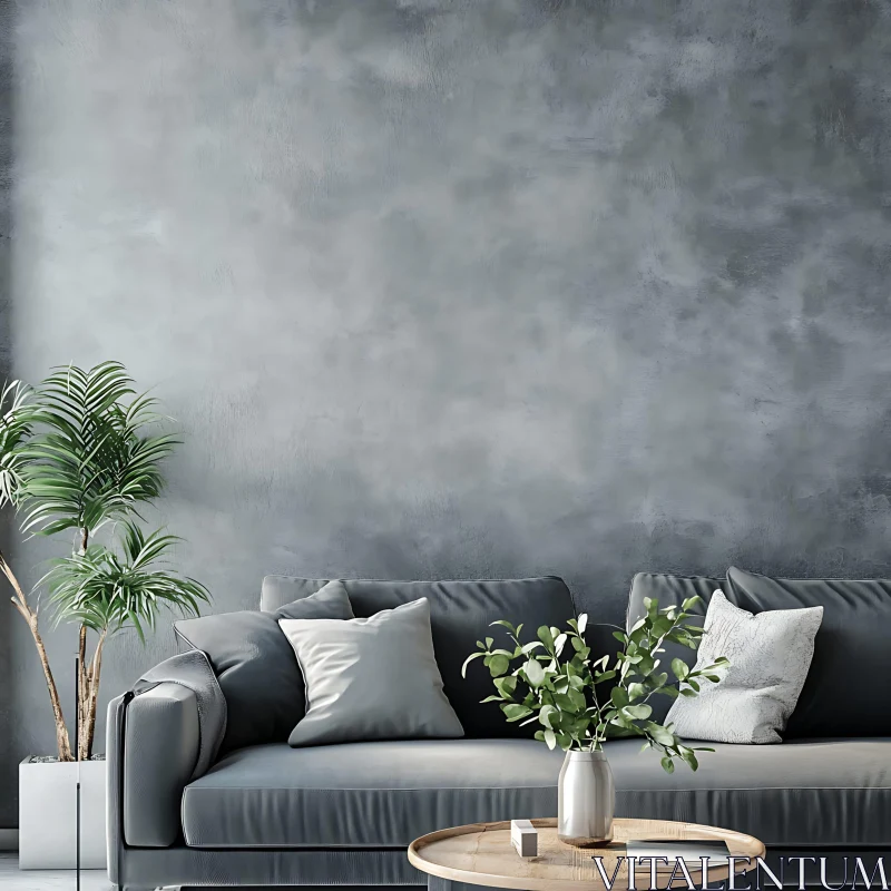 AI ART Modern Interior with Gray Sofa