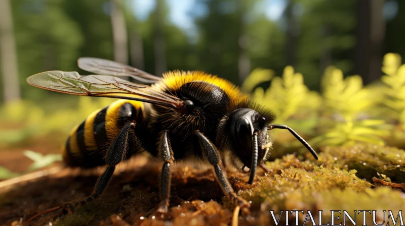 Realistic Rendering of a Bumblebee in Natural Habitat AI Image