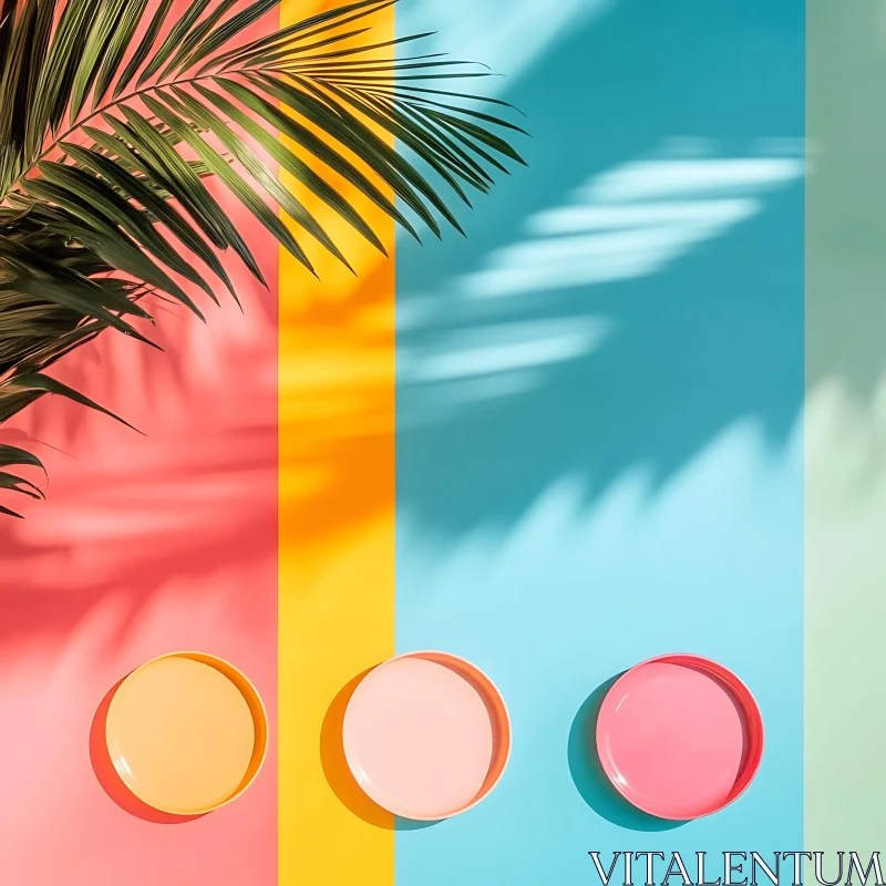 Tropical Pastel Abstraction with Plates AI Image