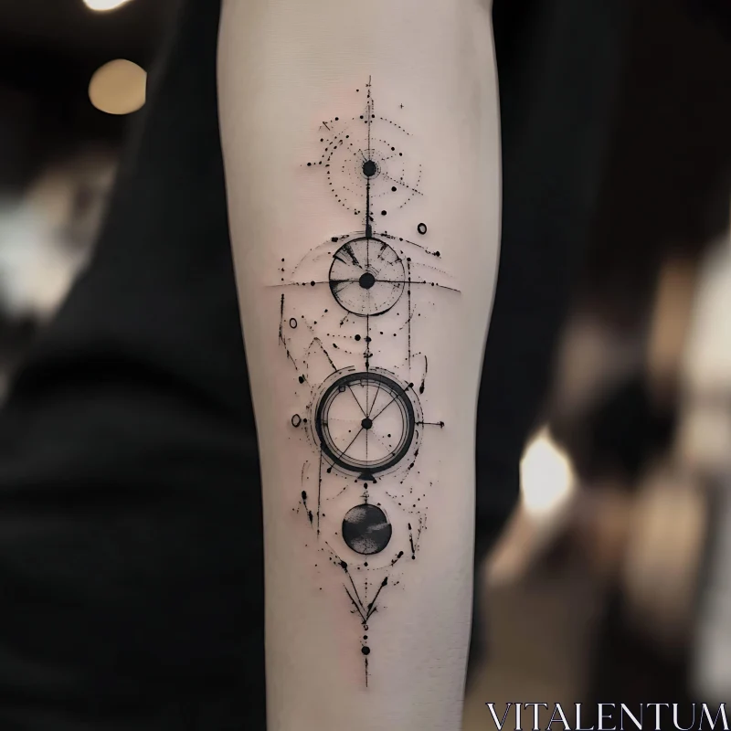 Abstract Black Ink Geometric Tattoo AI Image