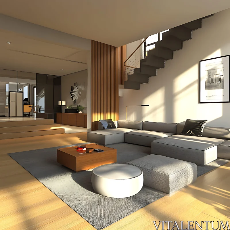 Sunlit Minimalist Living Space AI Image