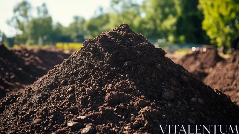 Rich Soil Mound with Greenery Backdrop AI Image