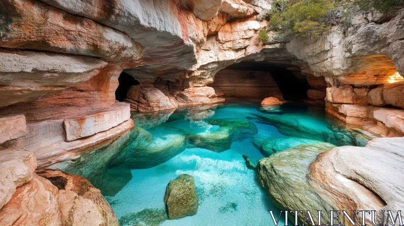 AI ART Turquoise Water Cave