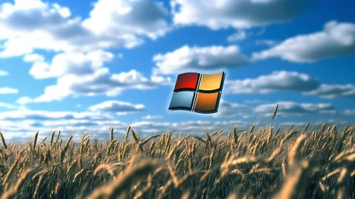 Golden Field and Windows Logo