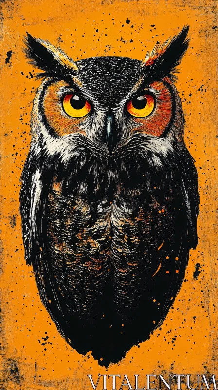 Bold Orange Owl Art AI Image