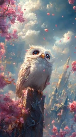 Whimsical Owl Perched in an Imaginary World