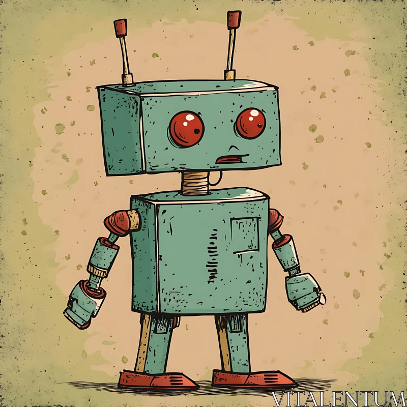 AI ART Retro Style Robot Character