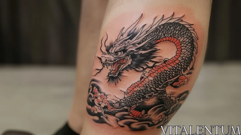 Detailed Mythical Dragon Leg Tattoo AI Image