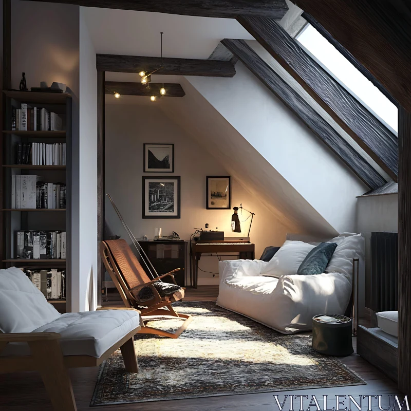 Attic Room with Cozy Furniture AI Image