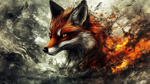 Fiery Fox Portrait Art