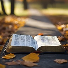 Book on Path with Fall Foliage