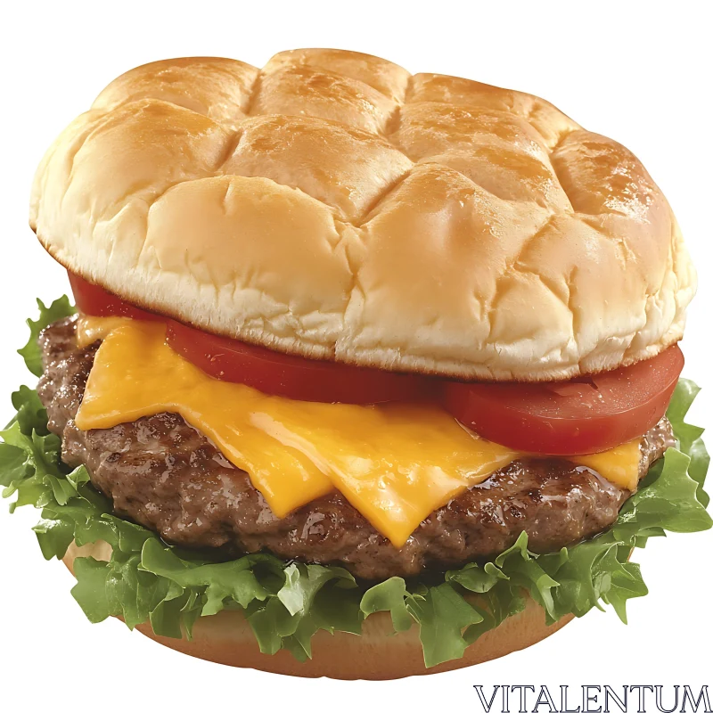 Juicy Cheeseburger with Tomato and Lettuce AI Image