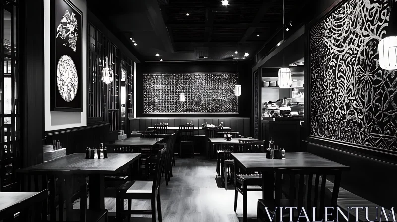 Black and White Dining Room AI Image