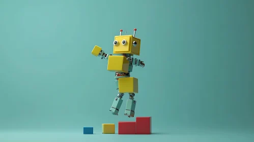 Blocky Robot's Leap of Joy