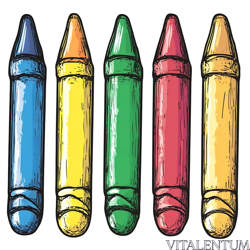 Vibrant Crayons Line-up - Artistic Still Life AI Image