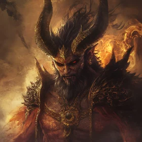 Horned Demon in Fiery Realm