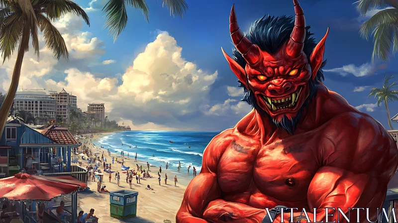 AI ART Red Demon's Beach Vacation