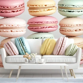 Giant Macarons on Couch: A Sweet Fantasy