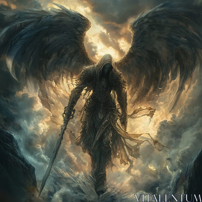 Guardian Angel with Sword Illustration AI Image