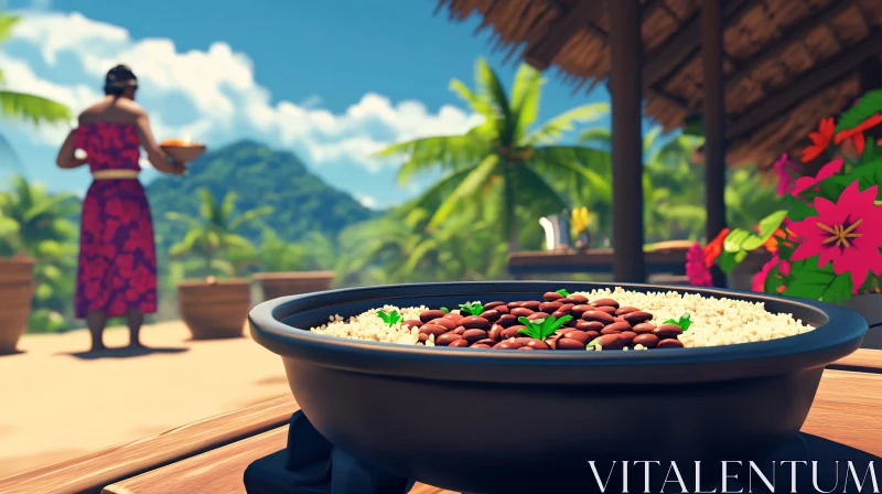 Exotic Tropical Cuisine at a Scenic Island AI Image