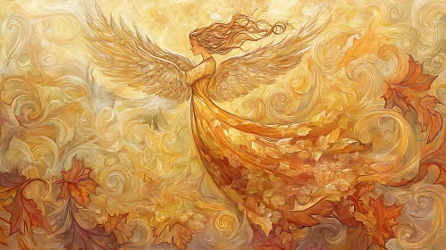 Ethereal Angel with Wings of Gold