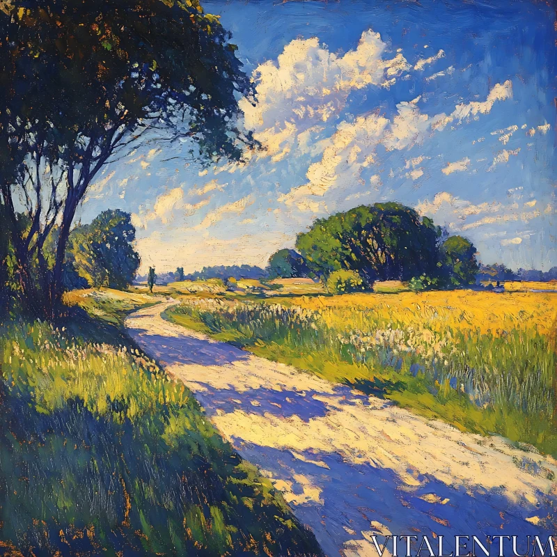 Path Through Sunlit Field Art AI Image