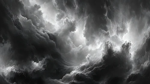 Monochromatic Storm Clouds: Sky's Moody Palette