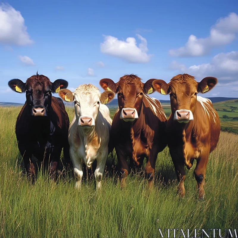 AI ART Cattle Grazing on a Sunny Day