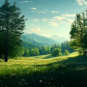 Scenic Mountain Meadow with Wildflowers