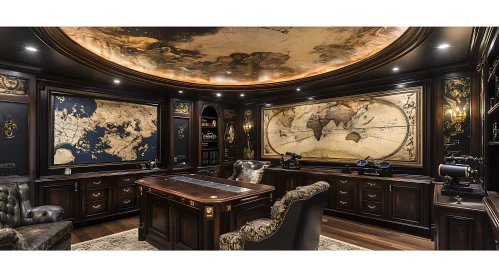 Luxurious Home Office with Celestial Ceiling