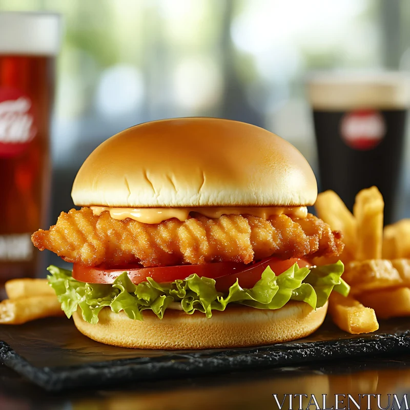 Tasty Fish Burger Meal AI Image