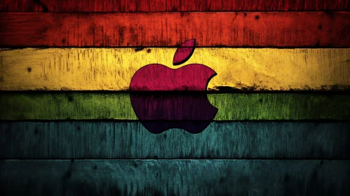 Grunge Apple Logo with Color Stripes