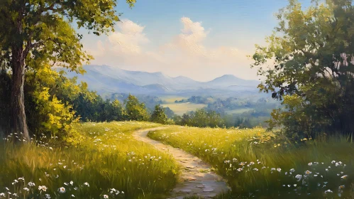Winding Path Through a Sunny Meadow