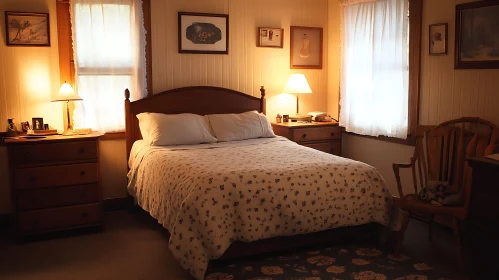 Cozy Bedroom with Wooden Accents