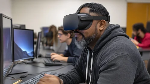 VR Immersion: Man Exploring Digital Worlds