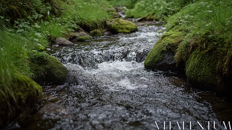 AI ART Peaceful brook amidst vibrant greenery