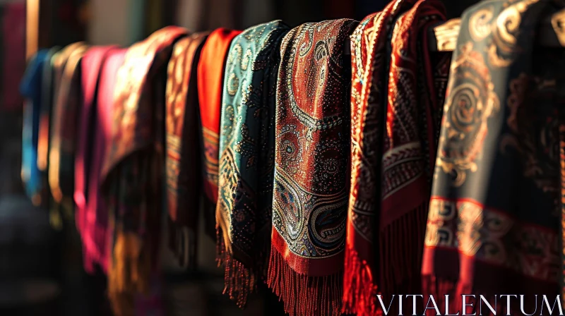 Colorful Scarves Hanging on Clothesline - Fashion Photography AI Image