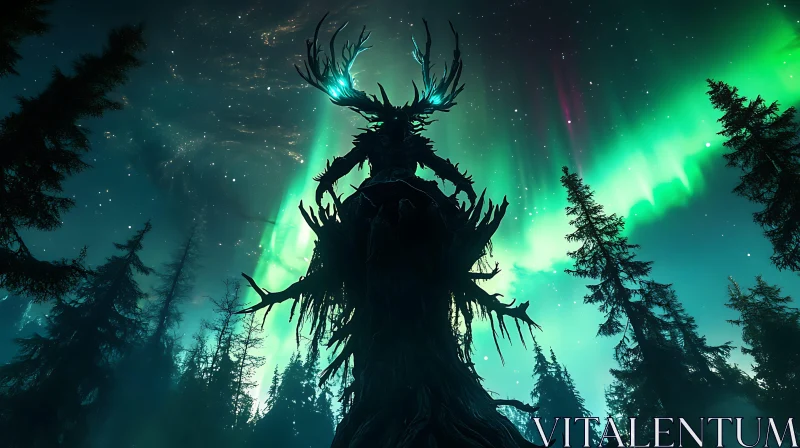 AI ART Guardian of the Northern Lights Forest