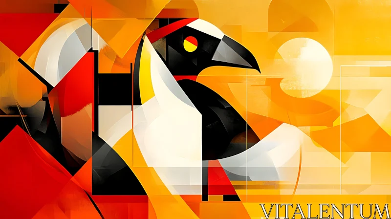 Vibrant Penguin in Abstract Shapes AI Image